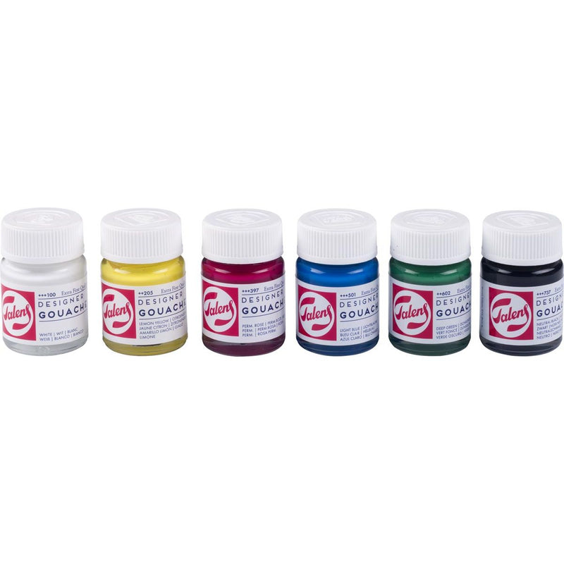 Talens – Gouache Extra Fine, Flasche mit 16 ml, Set mit 6 Flaschen in Primärfarben
