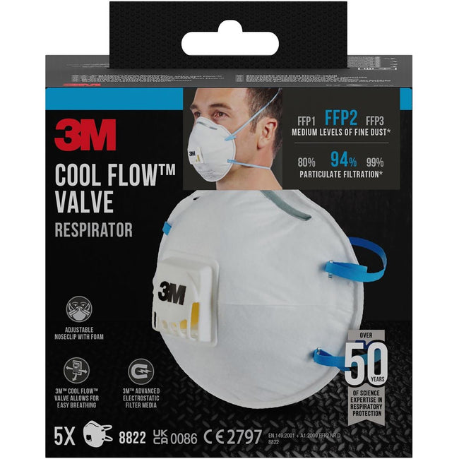 3M - Staubmaske 3m 8822 ffp2 mit Ventil 5 Stk