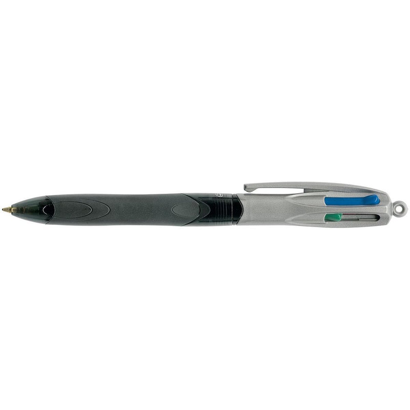 Bic - Colors Grip Pro 4-Farben-Kugelschreiber, mittel, klassische Schreibfarben, Gehäuse dunkelgrau