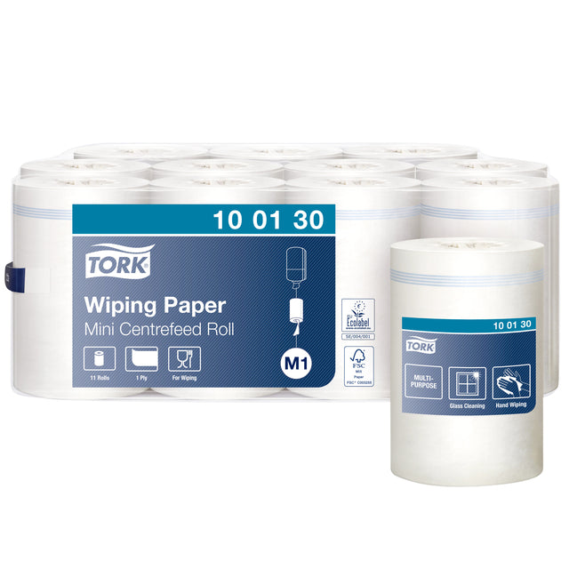 Reinigungspapier Tork Wischung Mini Roll M1 1 Schichtmitte -Futter Weiß 100130