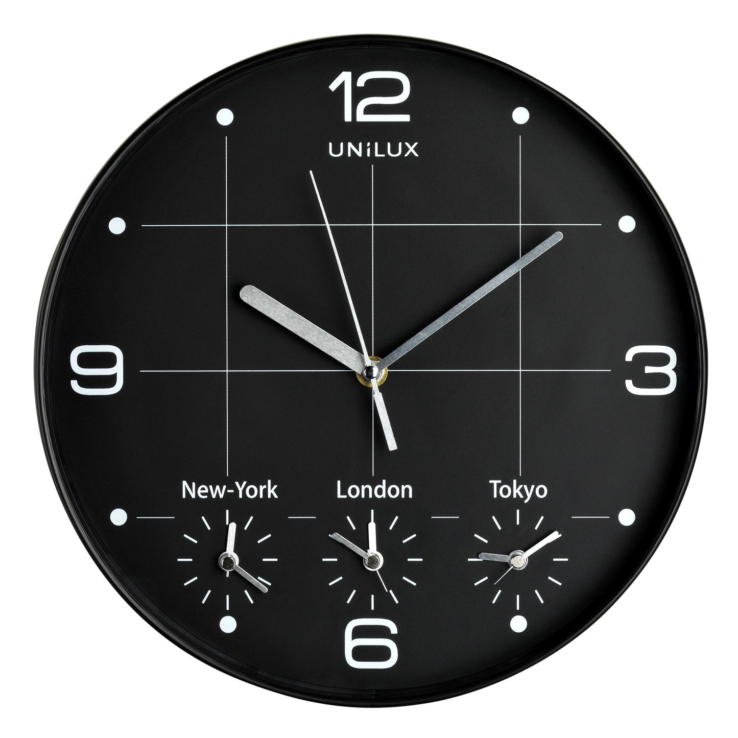 UNILUX - Wanduhr On Time Ø 30,5cm schwarz/weiß