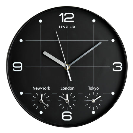 UNILUX - Wanduhr On Time Ø 30,5cm schwarz/weiß