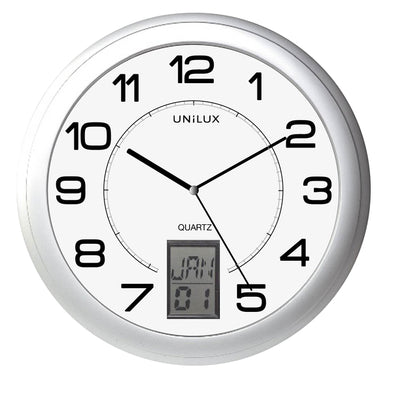 UNILUX - Wanduhr Instinct Ø 30,5cm silbergrau/weiß