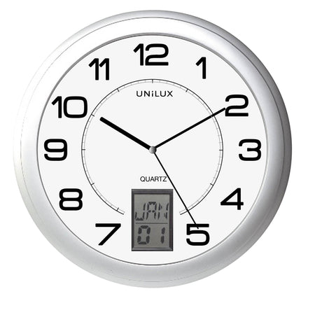 UNILUX - Wanduhr Instinct Ø 30,5cm silbergrau/weiß