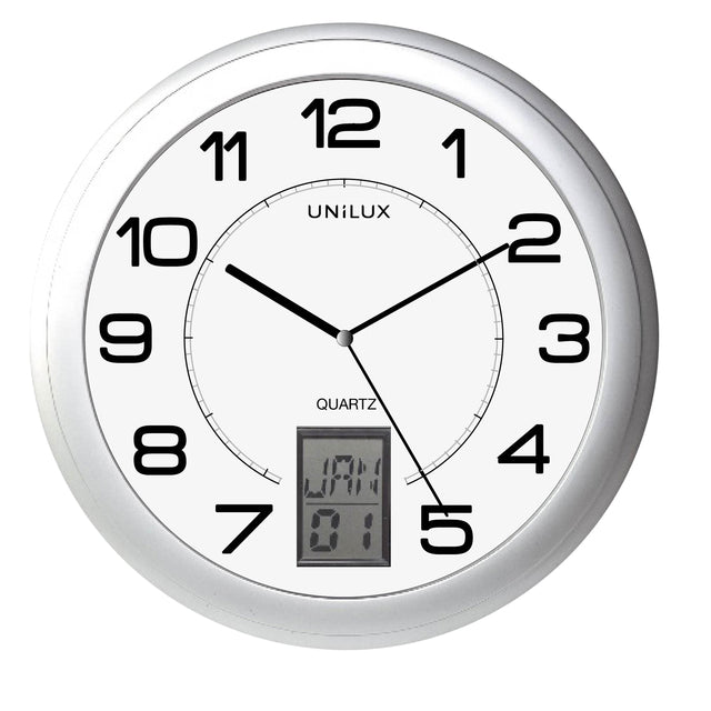 UNILUX - Wanduhr Instinct Ø 30,5cm silbergrau/weiß