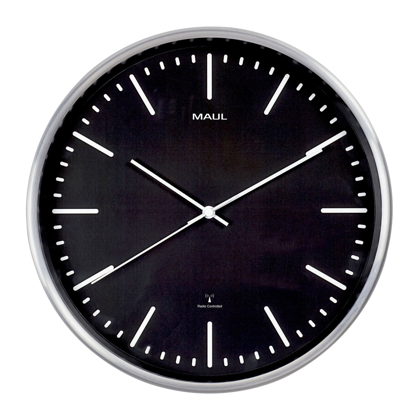 MAUL - Wanduhr Fly RC Ø305x45mm Alurahmen schwarz inkl. Batterie