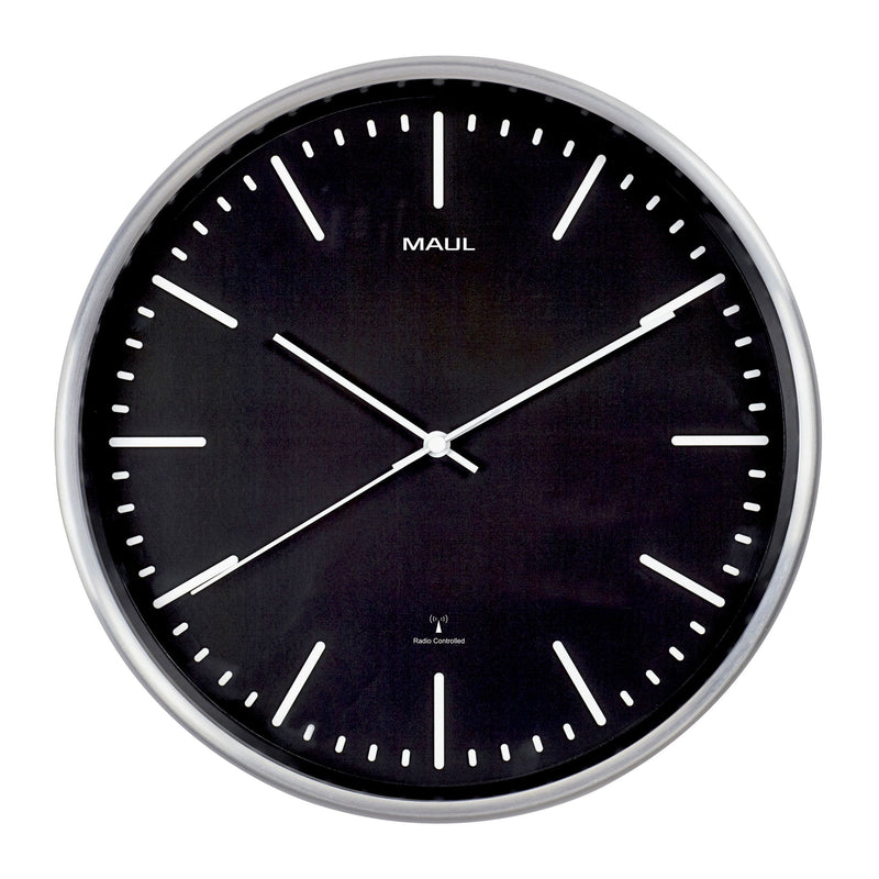 MAUL - Wanduhr Fly RC Ø305x45mm Alurahmen schwarz inkl. Batterie