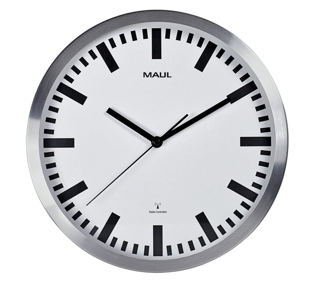 Horloge murale Maul Pilot RC ø30.5x4.5cm en aluminium / blanc incl.battery