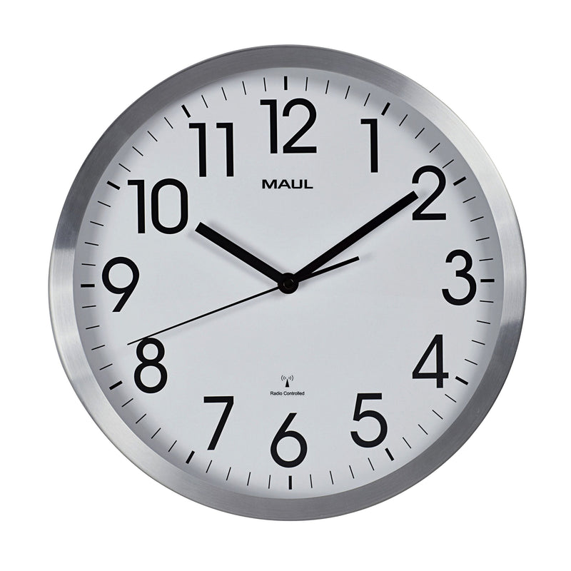 Maul - Wanduhr Move RC Ø305x45mm Alurahmen weiß inkl. Batterie