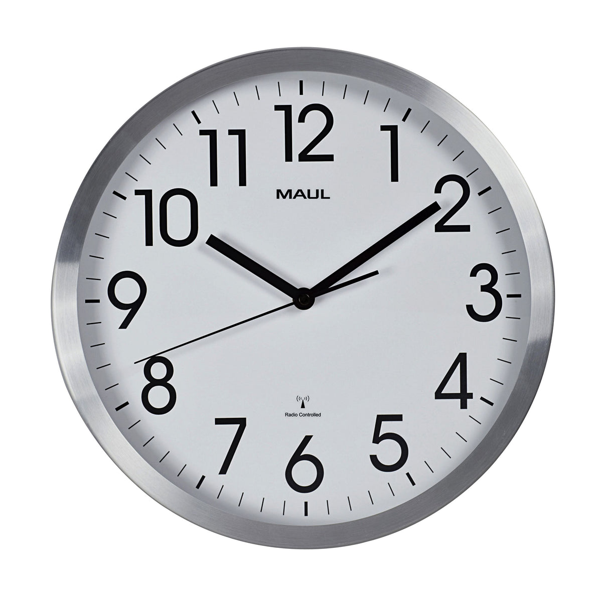 Maul - Wanduhr Move RC Ø305x45mm Alurahmen weiß inkl. Batterie