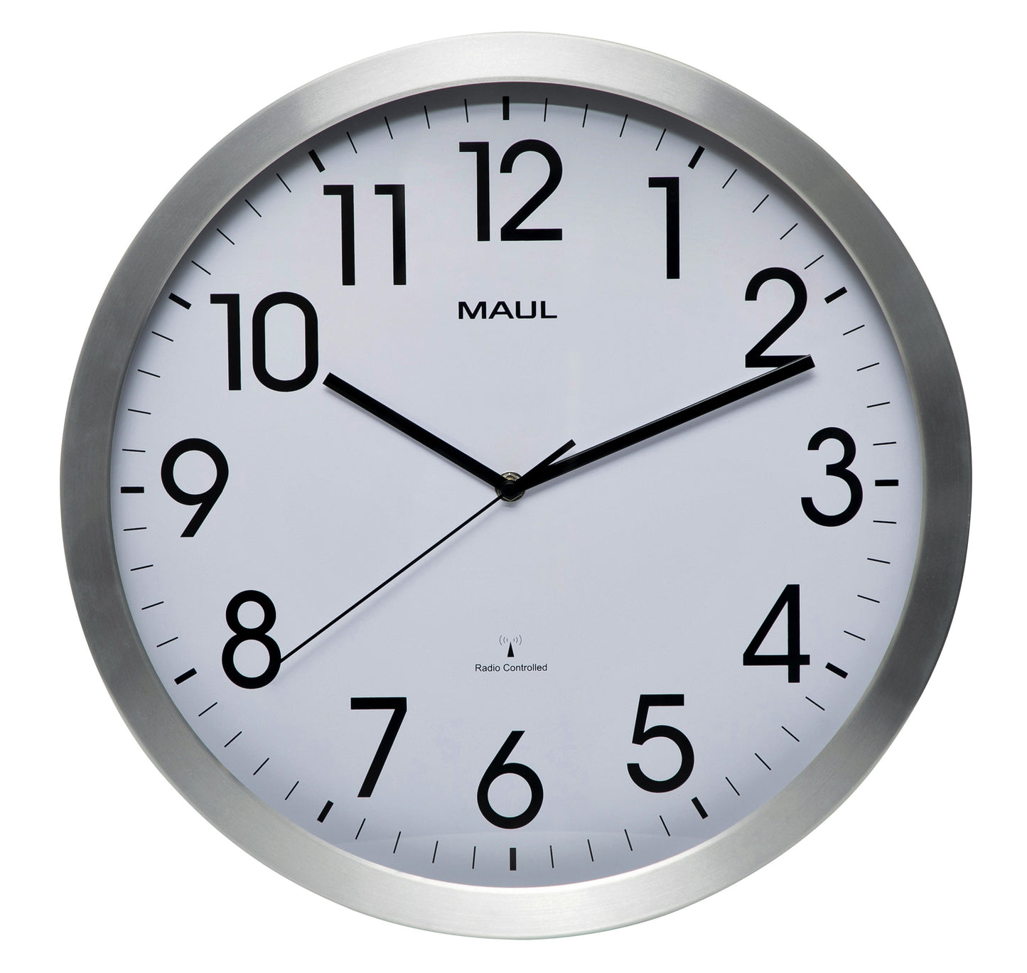 Maul - Wanduhr Move RC Ø400x45mm Alurahmen weiß inkl. Batterie