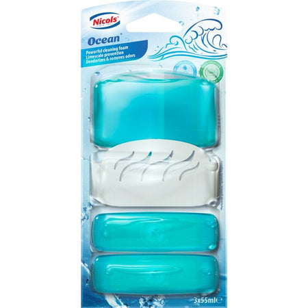 Quantore - Toilettenblock Air plus Ocean 55ml mit Halter 3 Stück