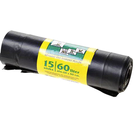 Komo -  Vuilniszak  60l trekband rol à 15st zwart