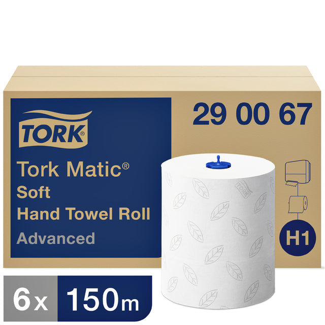 Handtuchrolle Tork matic H1 Fortgeschrittene 2-Schicht-Tränenfest 150 m Weiß.