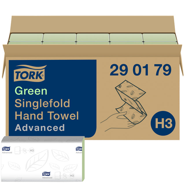 Tork - Handtuch H3 Advanced, einfach gefaltet, 2-lagig, 248 x 230 mm, 15 x 250 Blatt, grün, 290179