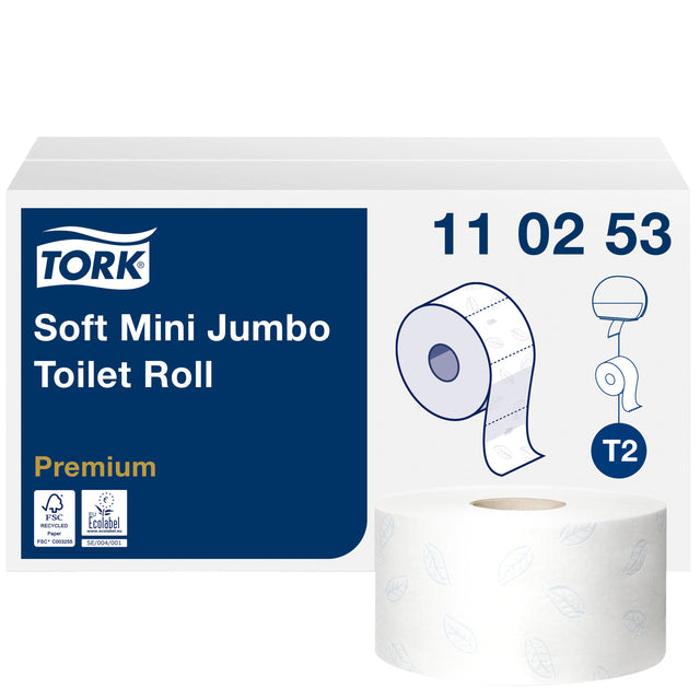 Toilettenpapier Tork Mini Jumbo T2 2 Lagen 110253 | Karton mit 12 Rollen