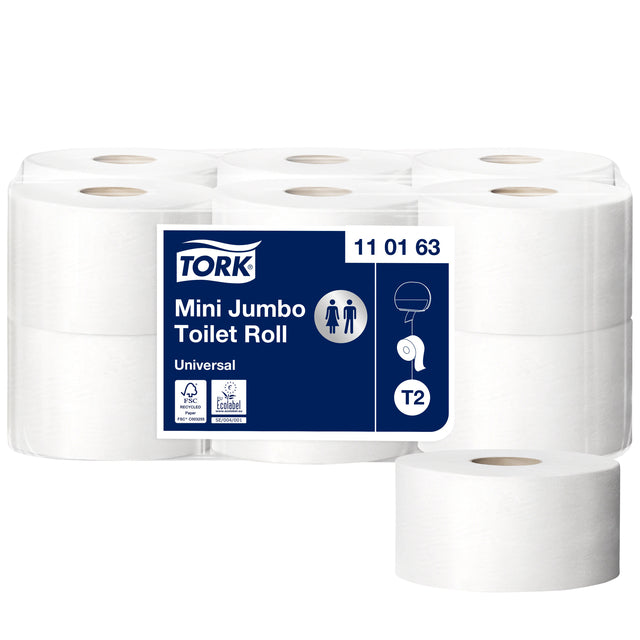 Toilettenpapier Tork T2 Mini Universal weiß 110163 | Karton mit 12 Rollen