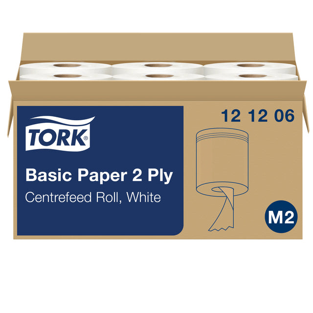 Poetsrol Tork Basic M2 Centerfeed 2LGS Weiß 121206 | Box A 6 Roll