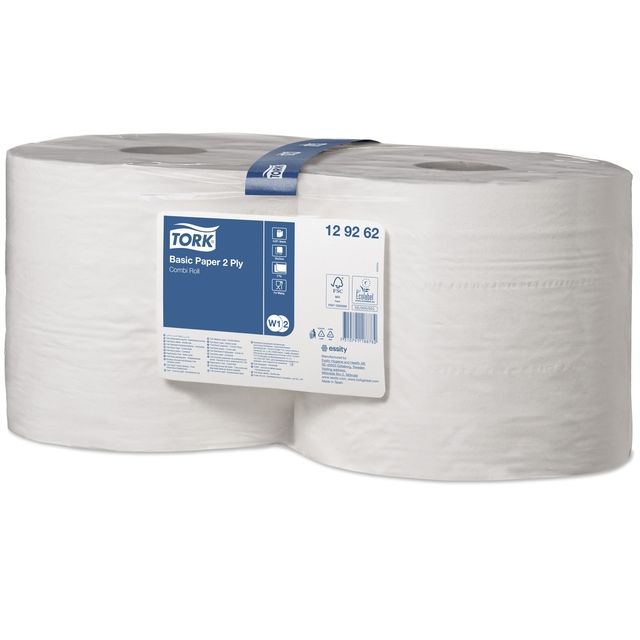 Tork - Reinigungspapier W2 Basic Universal 2-lagig 1000 Blatt weiß 129262