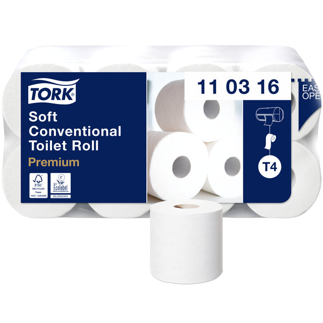 Toilettenpapier Tork T4 Traditionelle Premium 3-Laags 250 Blatt Weiß 110316