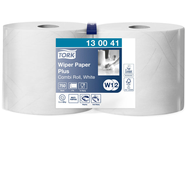 Tork - Reinigungspapier W2 Plus 2-lagig 750 Blatt weiß 130041