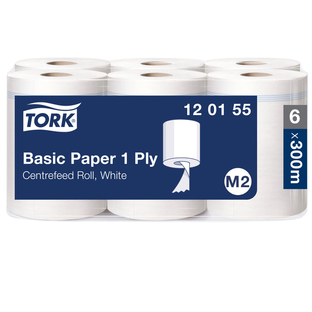 Reinigen pappigeren Tork M2 Basic Center 1LGS Weiß 120155 | Pak A 6 Rolle | 36 Stücke