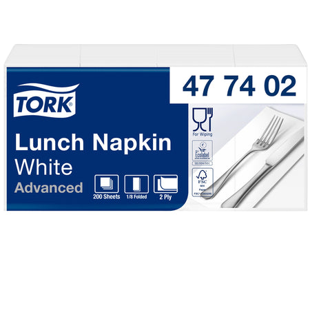Tork - Lunchserviette Advanced 1/8 Falz 2-lagig 328x325mm 200 Blatt weiß 477402