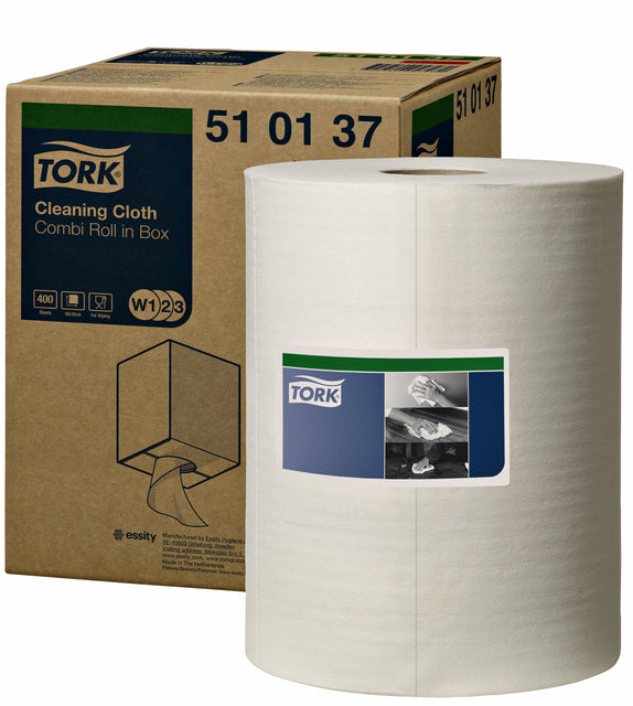 Reininging -Stoff -Tork W1 wiederverwendbares nicht gewohntes 400 Blatt Weiß 510137