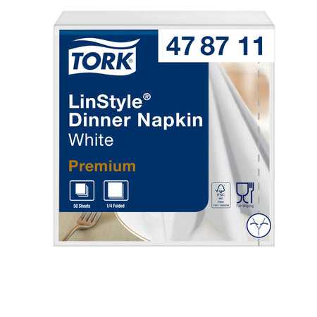 Tork - Dinnerserviette Linstyle 1/4 Falz 1-lagig 390x390mm 50 Blatt weiß 478711