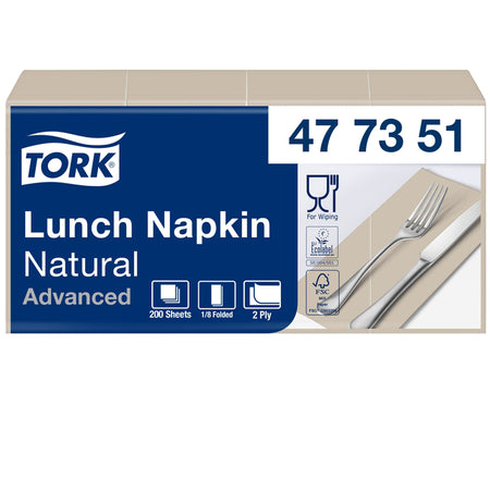 Tork - Lunchserviette Advanced 1/8 Falz 2-lagig 328x325mm 200 Blatt natur 477351