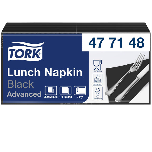 Servietten 2-layer 1/4 gefaltet 200st Black 477148