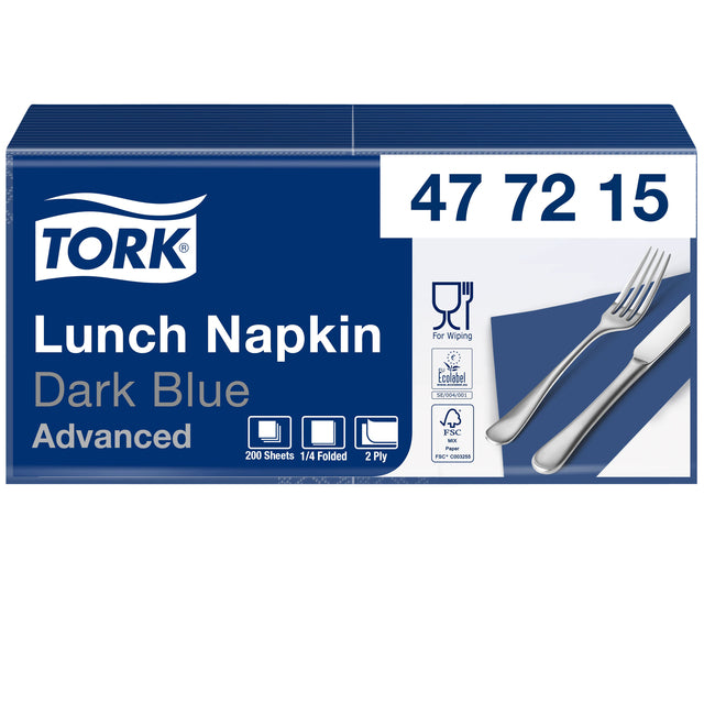 Servietten Tork 2-layer 1/4 gefaltet 200st Dunkelblau 477215