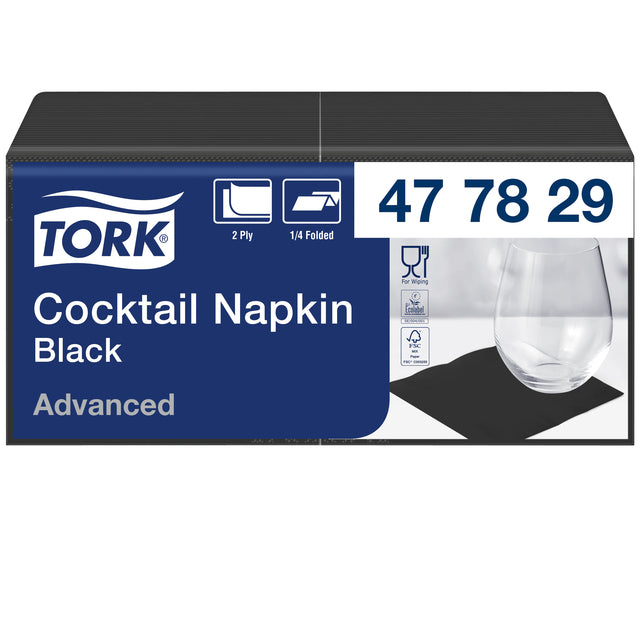 Cocktailservice Black 1/4 -Falting 2 -laags 24x24 200st Black 477829