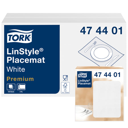 Tork - Tischset Linstyle 2-lagig 390x300mm 100 Blatt weiß 474401