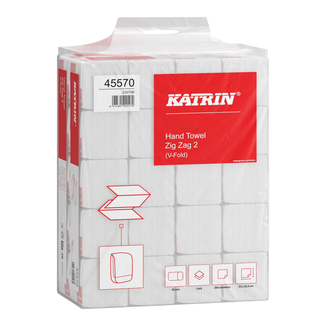Handtuch Katrin Z-Falz 2lagig 23x23cm 20x200St 45570 | Karton mit 4000 Stück