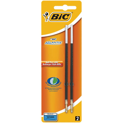 Bic - Kugelschreibermine Atlantis blau, Schreibbreite 1 mm, Blister mit 2 Stück