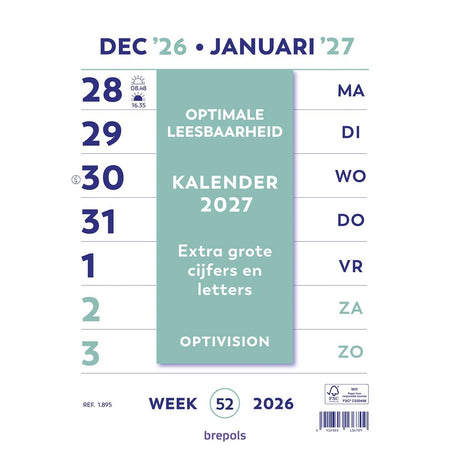 Brepols – Optivision-Kalender auf Niederländisch, 2026