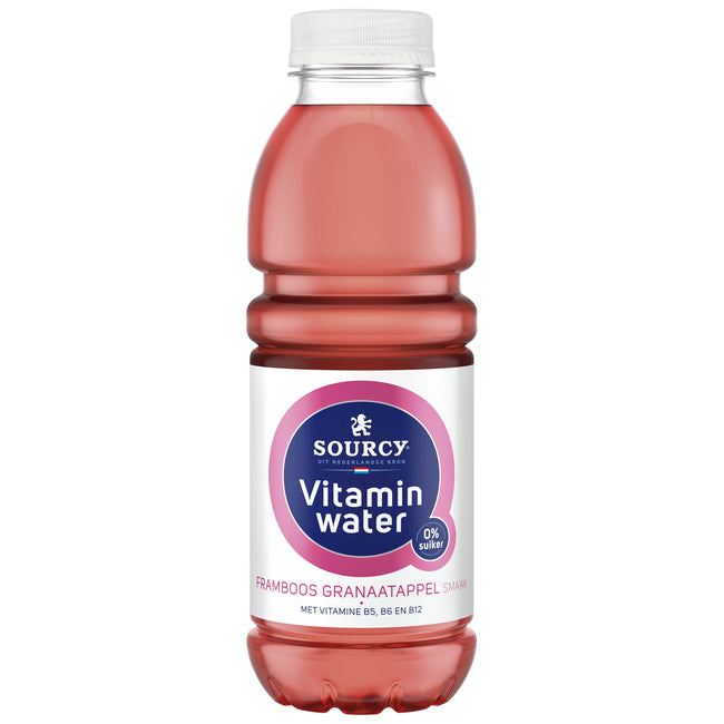 Sourcy – Wasservitamin Himbeere/Granaa, Flasche 500 ml