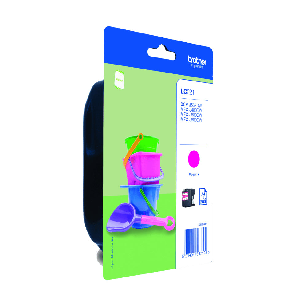Brother - Tintenpatrone, 260 Seiten, OEM LC-221MBP, Magenta