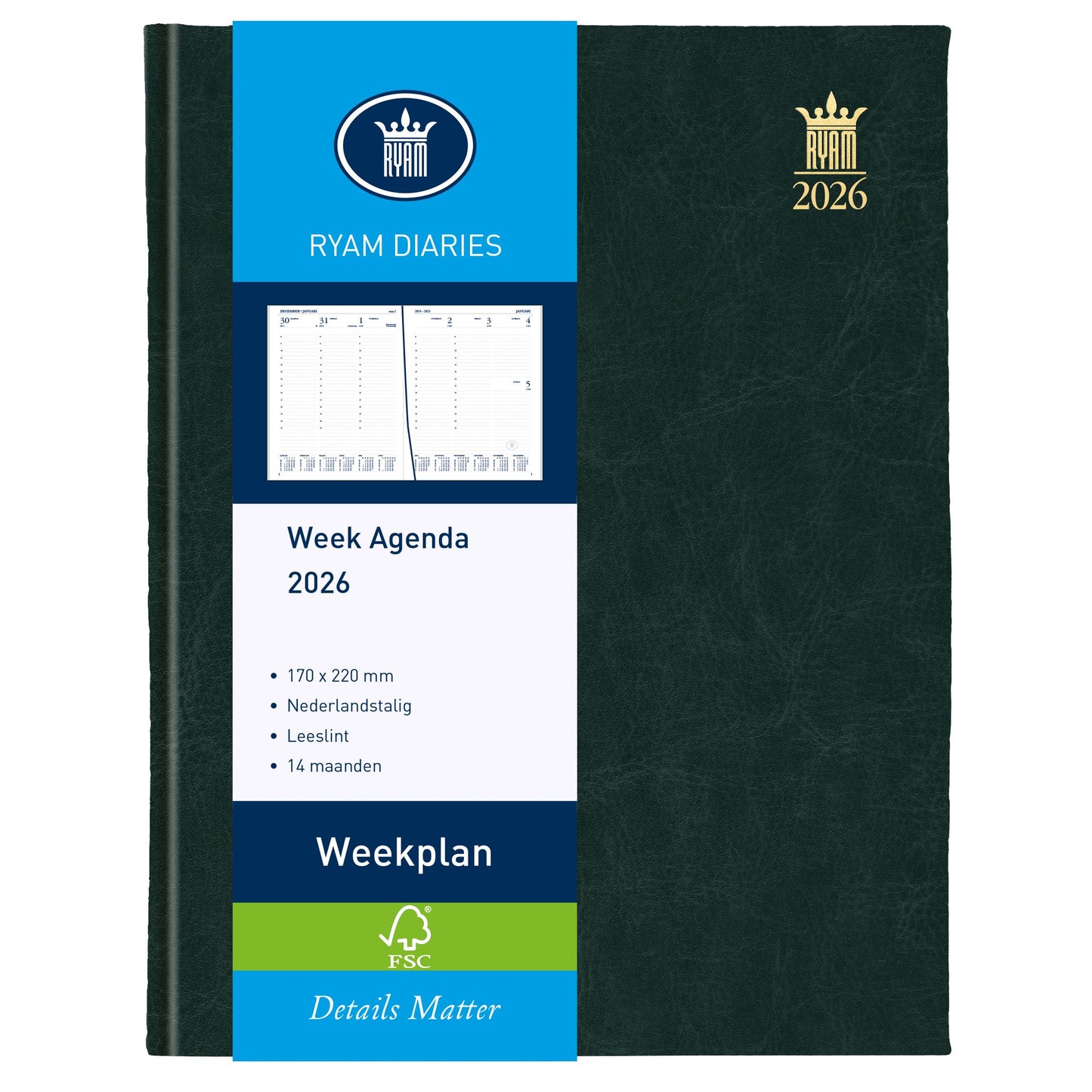 Ryam -  Agenda 2027  weekplan mundior 7d/2p zwart