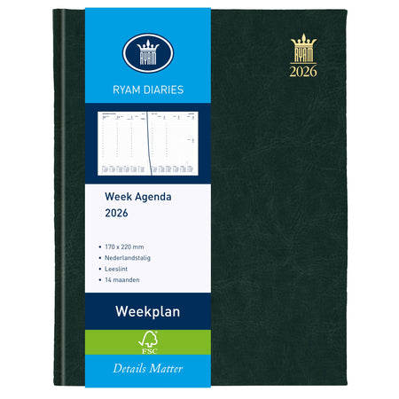 Ryam - Agenda 2026 Wochenplan Mundior 7 Tage/2 Seiten schwarz