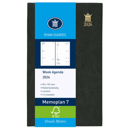 Ryam - Agenda 2026 Memoplan 7 Mundior 7d/2p schwarz