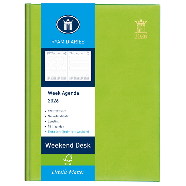 Ryam - Agenda 2026 Wochenplan Weekend Desk Lazio 7 Tage/2 Seiten sortiert
