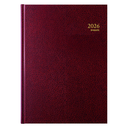 Brepols - Agenda 2026 Bremax Santex A4 1 Tag/1 Seite 4 Spalten Burgunderrot