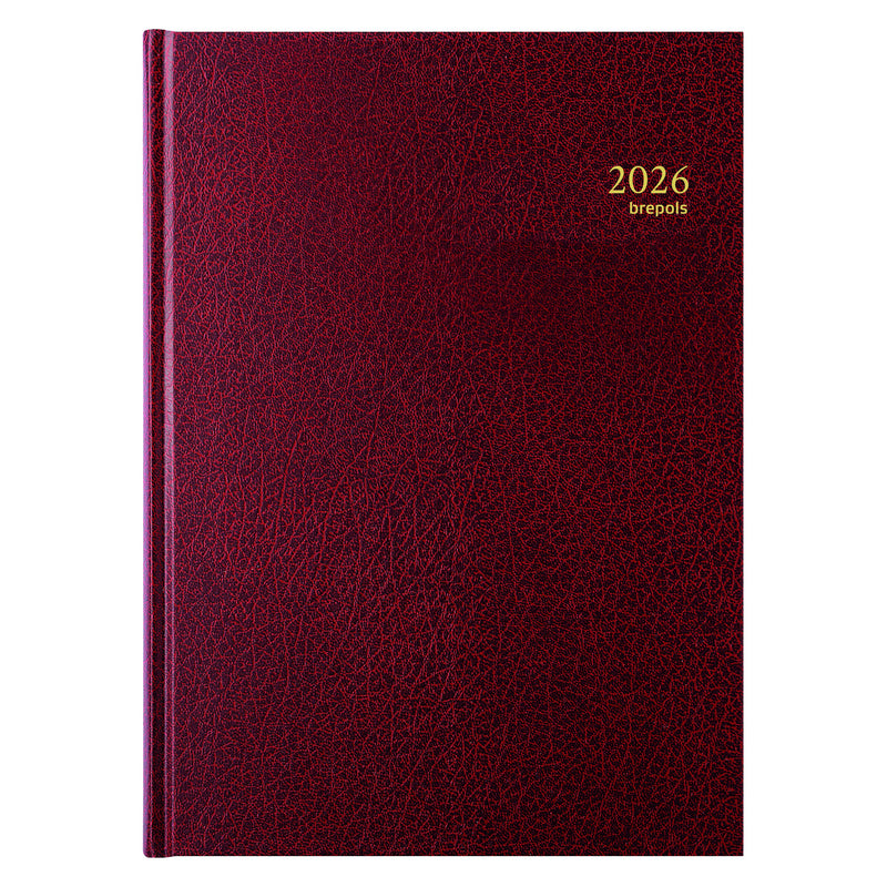 Brepols - Agenda 2026 Bremax Santex A4 1 Tag/1 Seite 4 Spalten Burgunderrot