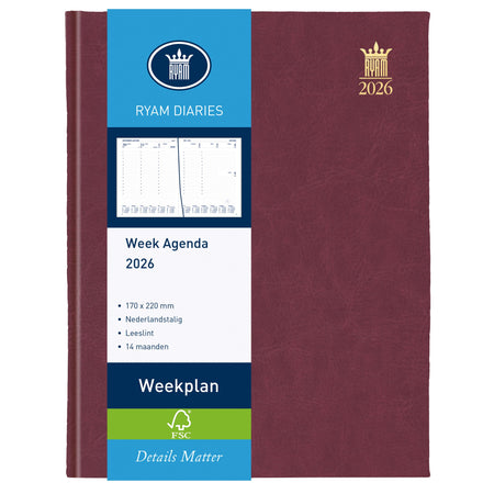 Ryam -  Agenda 2027  weekplan mundior 7d/2p bordeaux