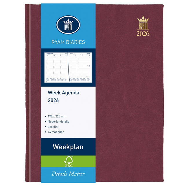 Ryam -  Agenda 2027  weekplan mundior 7d/2p bordeaux