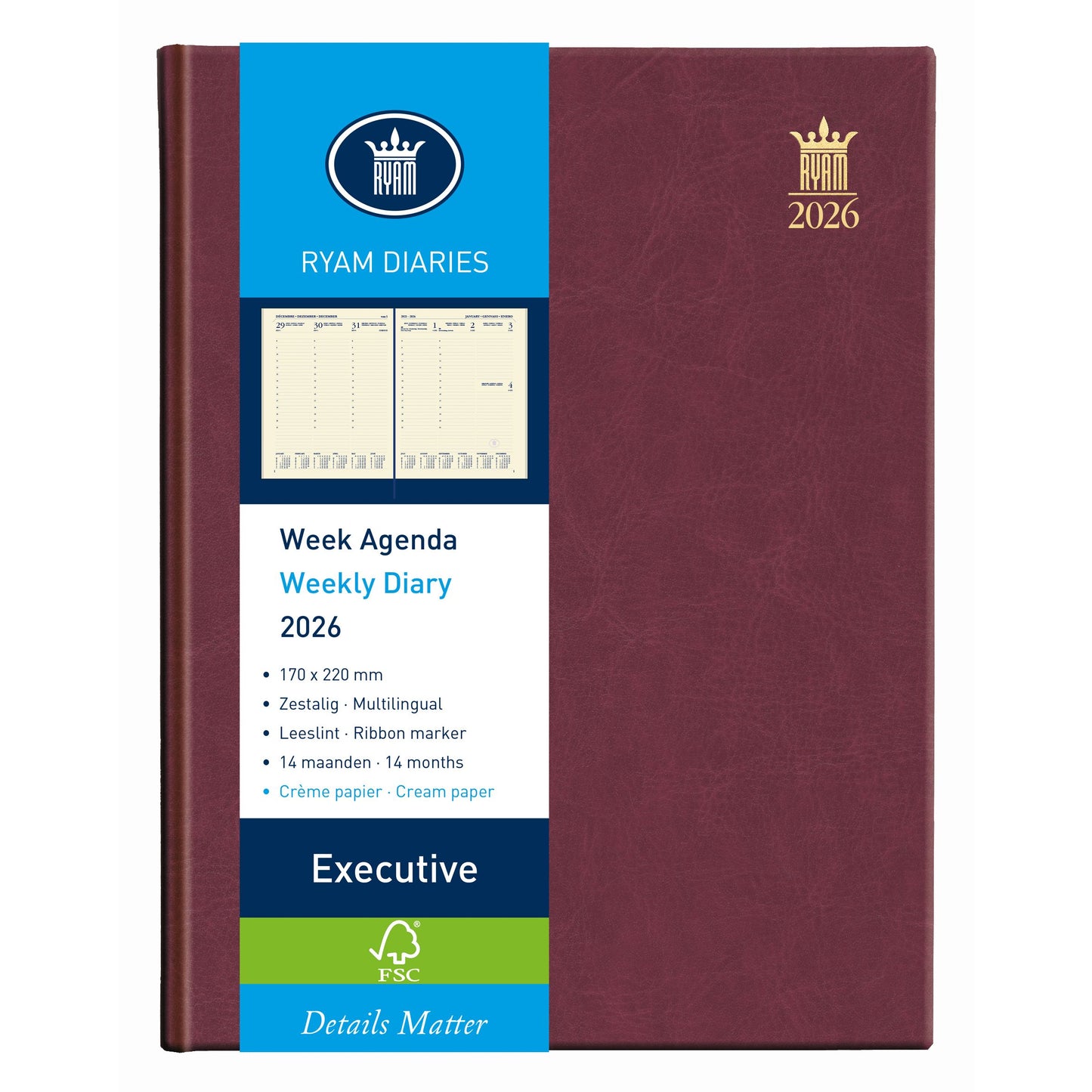 Ryam -  Agenda 2027  executive mundior 7d/2 bordeaux