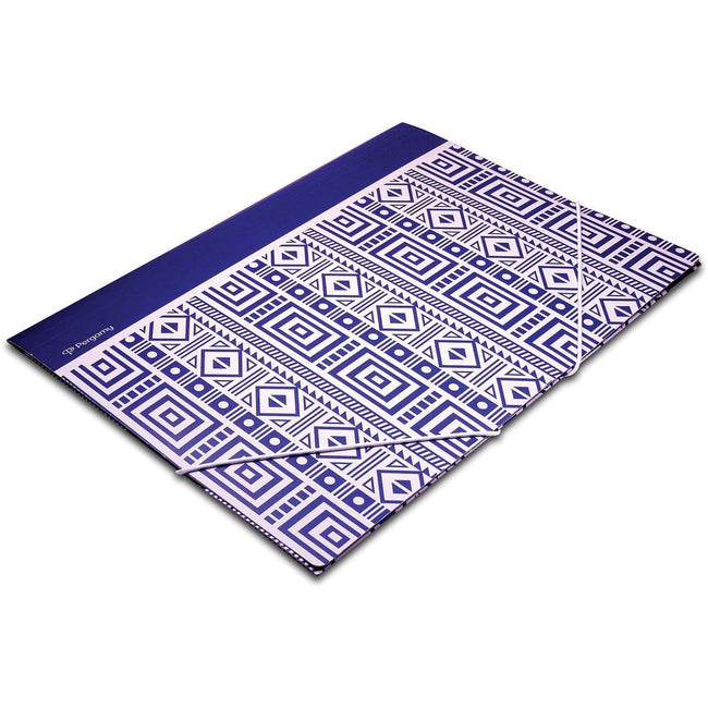 Pergamy - Ethno-Elasto-Ordner mit Klappen, ft A4, blau