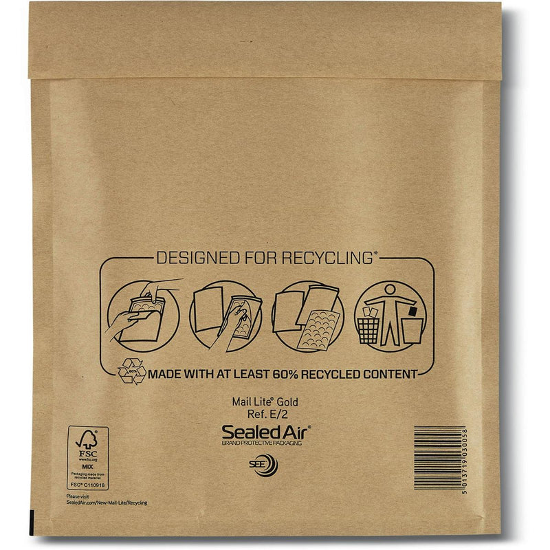 Mail Lite -   luchtkussenenveloppen, goud, E/2, 220 x 260 mm, doos van 200 stuks